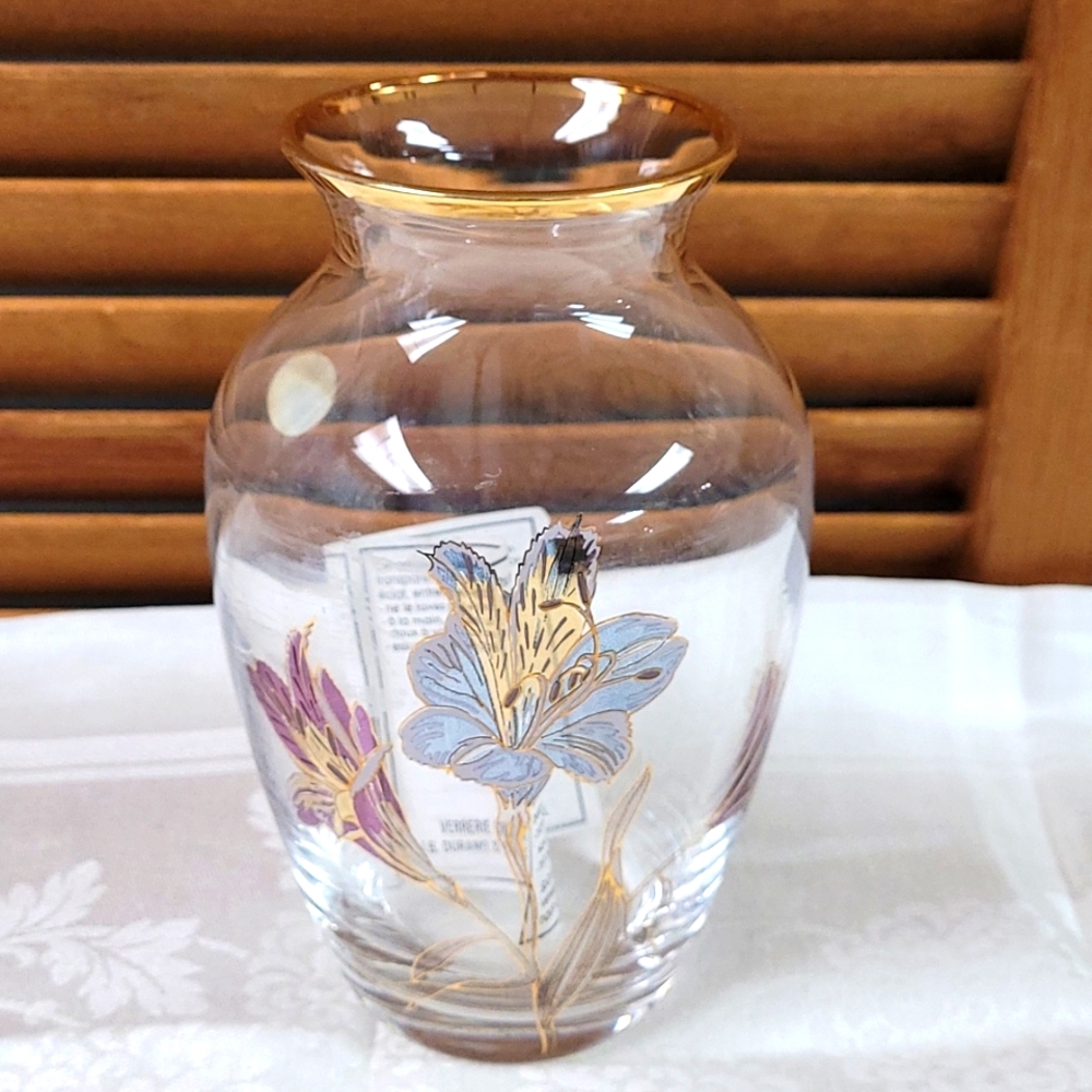 Vase Crystal Glass J G Durand Cristal D'Arques Lily Small Vase